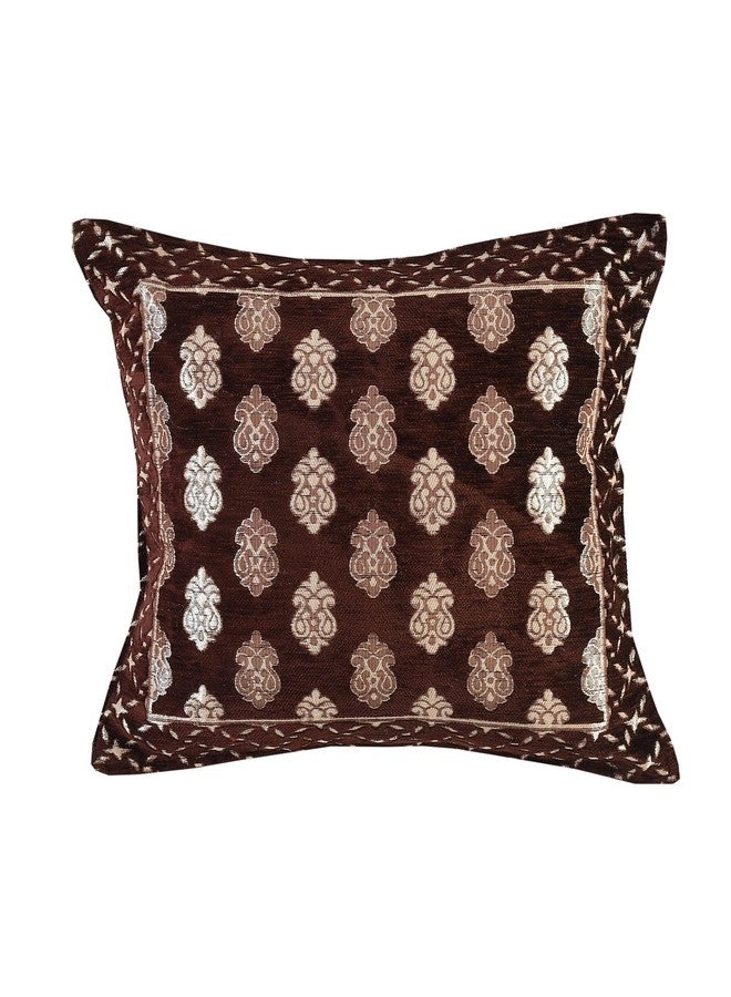 DECOMIZER DECOMIZER Jacquard Geomteric Cushion Covers 24 Inch X 24 Inch Set Of 5 Ethnic Motifs 240 TC Cushion Covers,Design- Ambi,Color- Coffee  - Image 3
