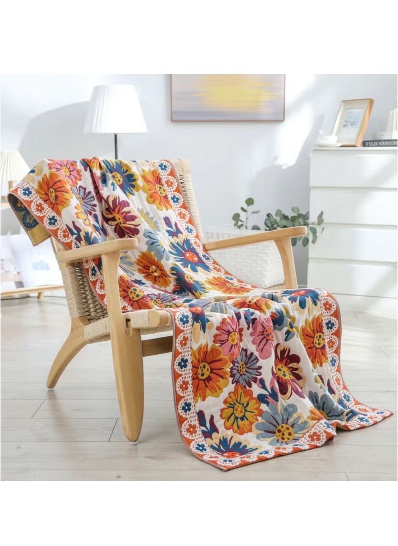 OMEVE Bath Towel Oversized Adult Bath Towel Bohemian-inspired Style, 4-Layered Softness, Minimal Shedding, Quick Absorption & Fast Drying, Wrapping Capability, Double Sided Pattern 80*160cm  - Image 2