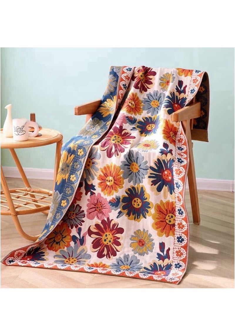 OMEVE Bath Towel Oversized Adult Bath Towel Bohemian-inspired Style, 4-Layered Softness, Minimal Shedding, Quick Absorption & Fast Drying, Wrapping Capability, Double Sided Pattern 80*160cm  - Image 1