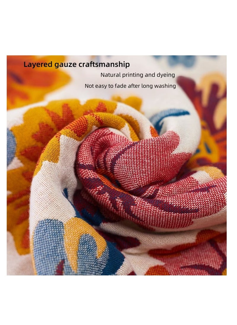 OMEVE Bath Towel Oversized Adult Bath Towel Bohemian-inspired Style, 4-Layered Softness, Minimal Shedding, Quick Absorption & Fast Drying, Wrapping Capability, Double Sided Pattern 80*160cm  - Image 5