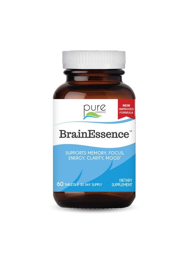 PURE ESSENCE LABS Brain Essence - Memory Supplement & Vitamin for Men, Women & Adults - Herbal Booster for Memory, Focus, Clarity & Stress Relief - Bacopa Monnieri, Ashwagandha & More (60 Tablets) - Image 1