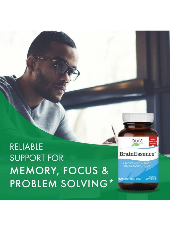 PURE ESSENCE LABS Brain Essence - Memory Supplement & Vitamin for Men, Women & Adults - Herbal Booster for Memory, Focus, Clarity & Stress Relief - Bacopa Monnieri, Ashwagandha & More (60 Tablets) - Image 3