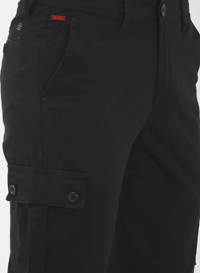 The Indian Garage Co  Men Black Mid Rise Slim Fit Cargo Pants for Men | Best Price UAE