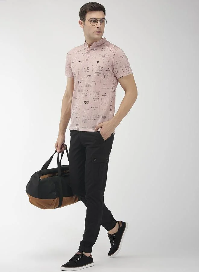 The Indian Garage Co  Men Black Mid Rise Slim Fit Cargo Pants for Men | Best Price UAE