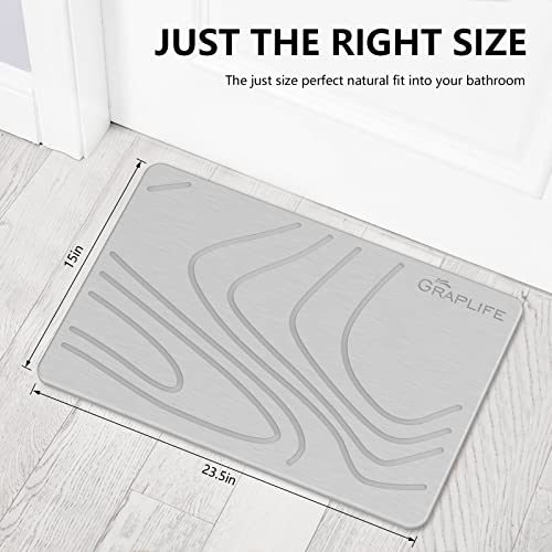 Graplife Stone Bath Mat Non-Slip Fast-Drying Mat for Kitchen Counter Tub & Bathroom Floor Super Absorbent Diatomaceous Earth Shower Mat - Elegant Home Decor & Modern Accessories -Light Gray 23.5x15 - Image 4