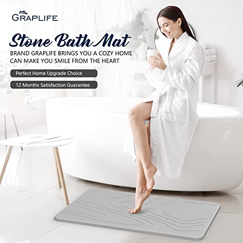 Graplife Stone Bath Mat Non-Slip Fast-Drying Mat for Kitchen Counter Tub & Bathroom Floor Super Absorbent Diatomaceous Earth Shower Mat - Elegant Home Decor & Modern Accessories -Light Gray 23.5x15 - Image 5