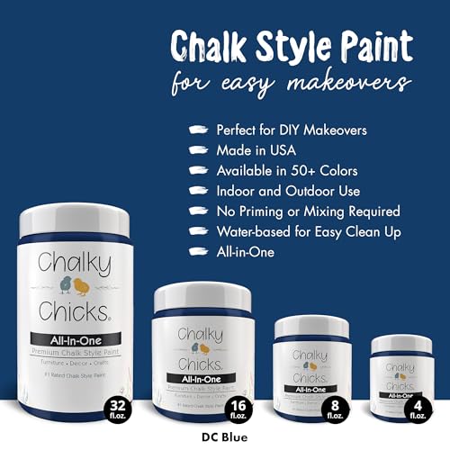 Chalky Chicks طلاء تشاكي تشيكس الشامل للأثاث أو الخزائن - 16 أونصة سائلة - تشطيب غير لامع بلون أزرق داكن للمعادن والأثاث الخشبي - بدون صنفرة شامل لديكور المنزل والحرف اليدوية، صنع في الولايات المتحدة - Image 2