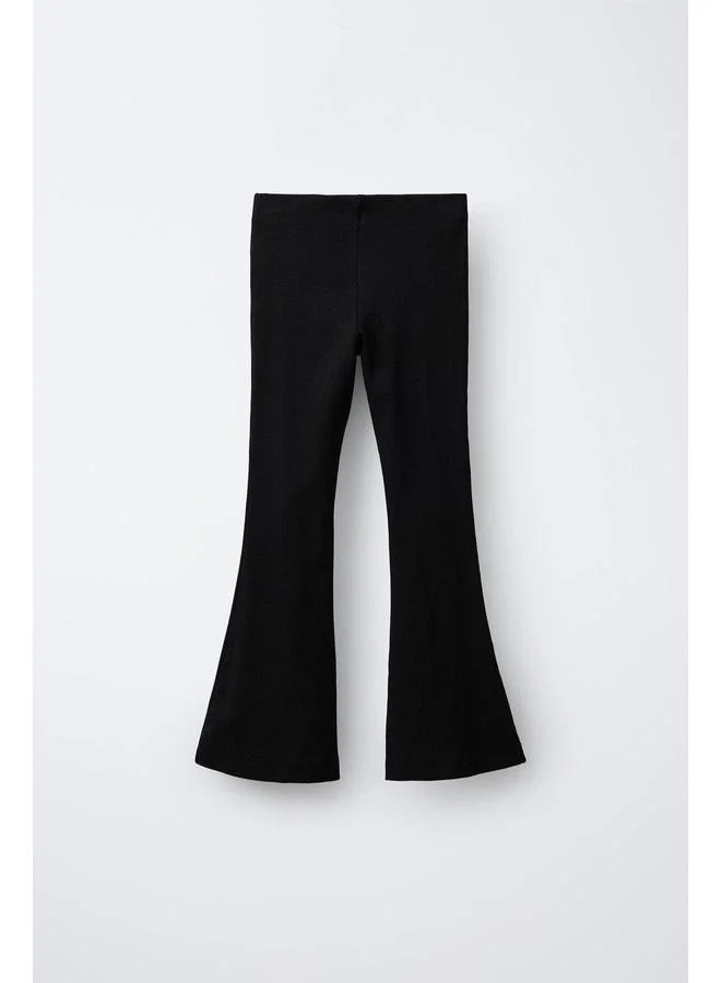 Magu Girls' Black Cotton Flared-Leg Leggings