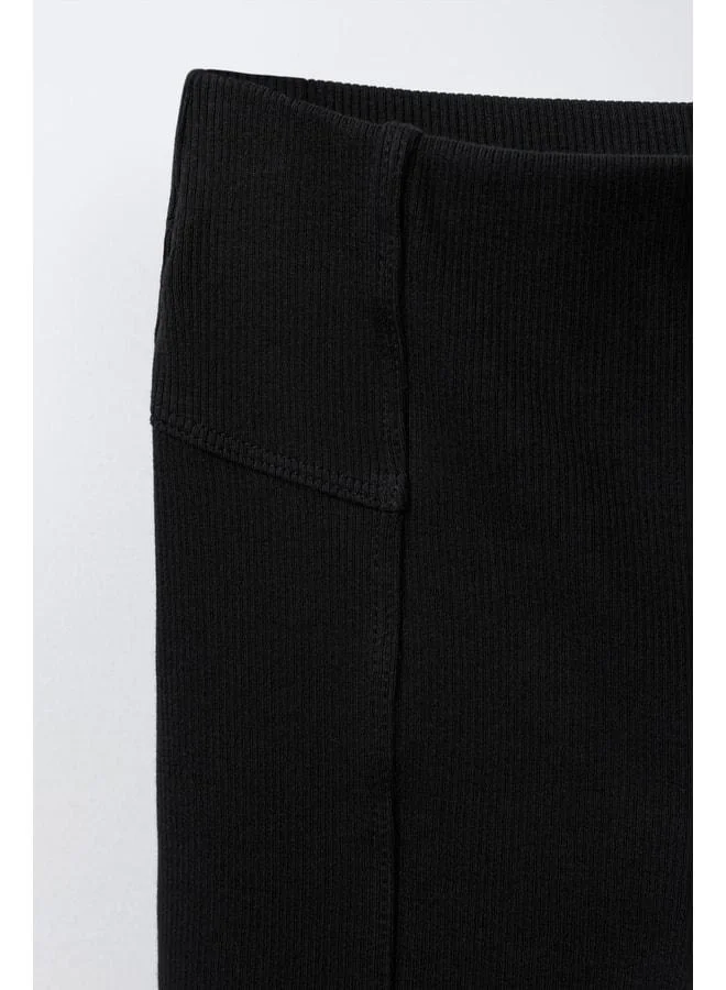 Magu Girls' Black Cotton Flared-Leg Leggings