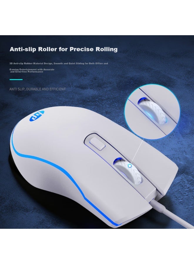 HP Wired Gaming Mouse For Pubg, Lol, With Mechanical Programmable Macro Keys, Office Universal Peripheral M200 White (Silent Version) - Image 4