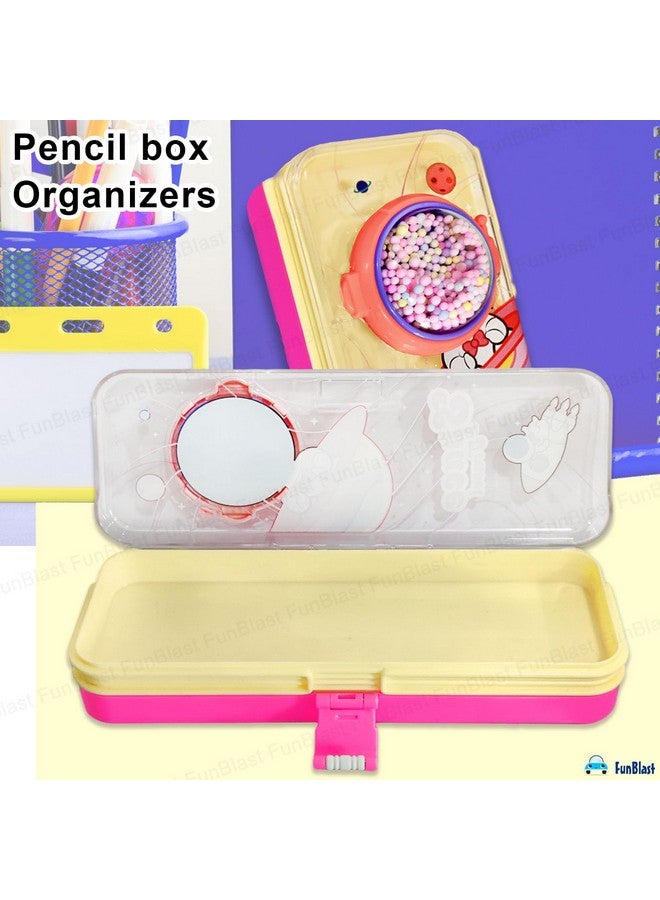 FunBlast Pencil Box for Girls - Space Theme Pencil Box for Kids, Double Layer Pencil Box, Pencil Case, School Supplies, Geometry Box, Stationary Gifts for Kids - Pink - Image 5