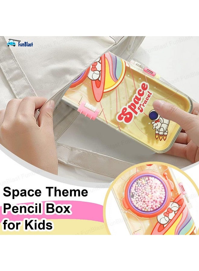 FunBlast Pencil Box for Girls - Space Theme Pencil Box for Kids, Double Layer Pencil Box, Pencil Case, School Supplies, Geometry Box, Stationary Gifts for Kids - Pink - Image 3