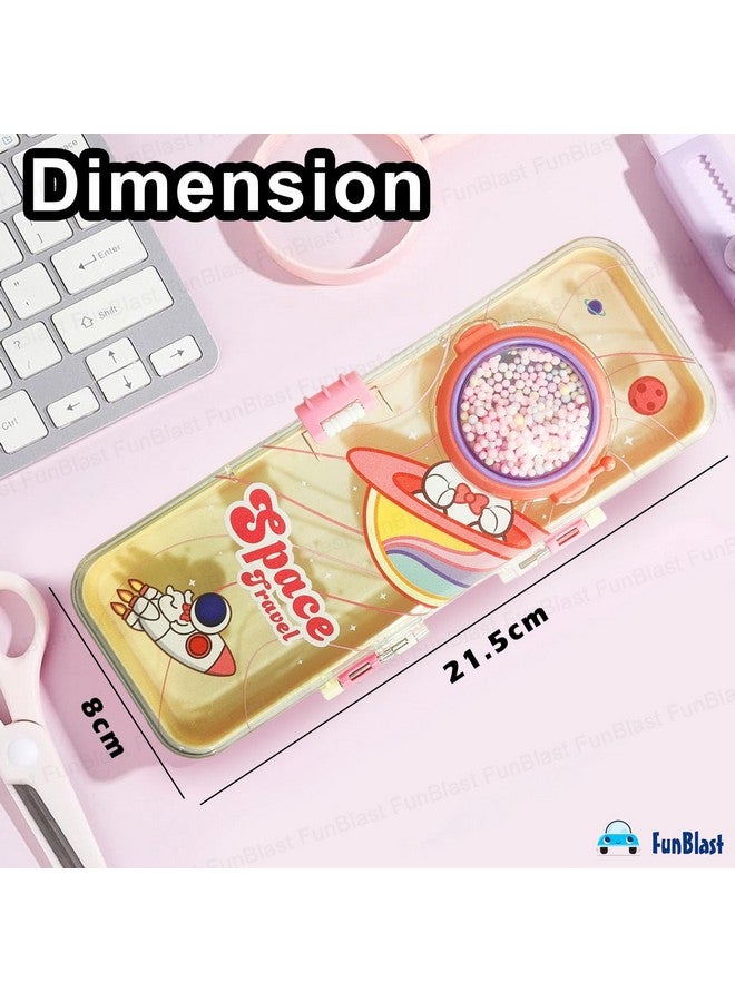 FunBlast Pencil Box for Girls - Space Theme Pencil Box for Kids, Double Layer Pencil Box, Pencil Case, School Supplies, Geometry Box, Stationary Gifts for Kids - Pink - Image 2