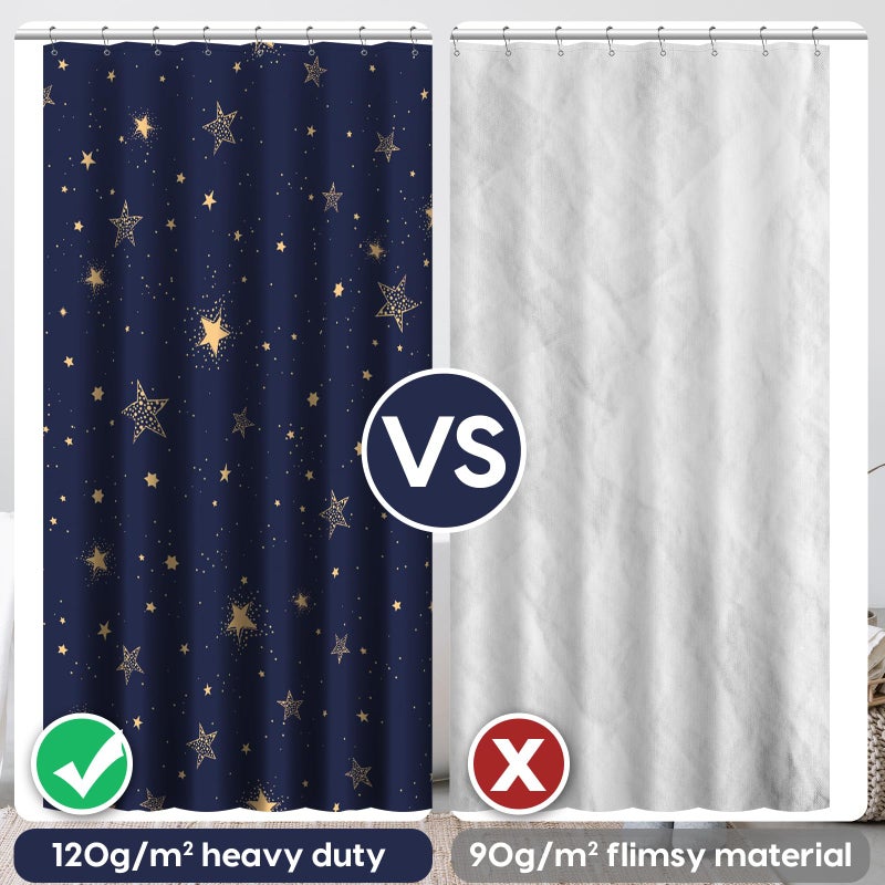Amaredom Star Shower Curtain, Celestial Shower Curtain for Bathroom, Waterproof Fabric Shower Curtain Set, Bathroom Decoration with 12 Hooks 72x72 Inches - Image 2