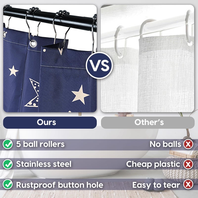 Amaredom Star Shower Curtain, Celestial Shower Curtain for Bathroom, Waterproof Fabric Shower Curtain Set, Bathroom Decoration with 12 Hooks 72x72 Inches - Image 3
