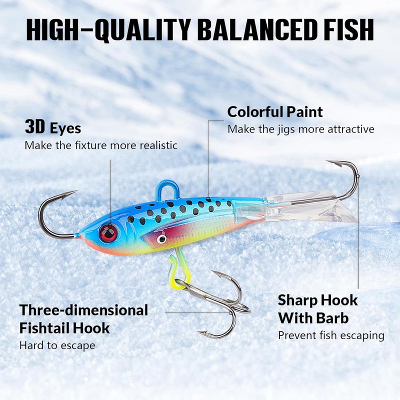 THKFISH Ice Fishing Lures Ice Fishing Jigs Ice Fishing Gear Hard Fishing Lures and Jigs Walleye Ice Fishing Kit Crappie Panfish Pike Jigs,14/26/40PCS - Image 3