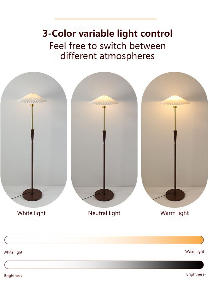 Onelight LED American Retro Pleated Floor Lamp Bedroom Warm Bedside Lamp 3-Color Lighting Foot Switch 12w Led Light Source  - Image 4