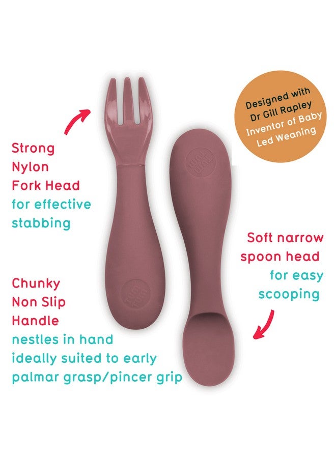 Tum Tum Baby Cutlery with Case - Baby Spoon & Fork Set, Self Feeding Cutlery, Silicone, 6+ Months, Pink - Image 2