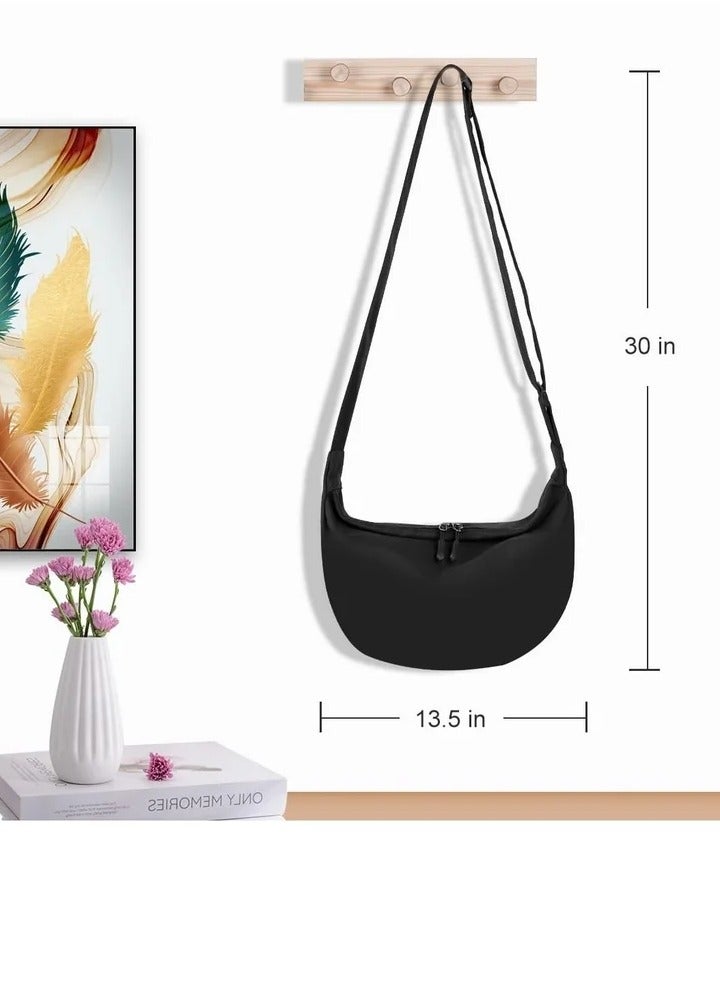 Small Sling Crossbody Bag for Women Men, Casual Crossbody Bag Sling Backpack with Adjustable Strap, Lightweight Nylon Shoulder Waist Pack Belt Bag with 2 Zippers for School Travel Hiking (Black) - Image 5