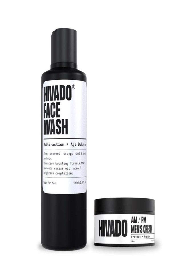 Hivado Men’s Face Wash & AM/PM Cream Combo Pack - Deep Cleansing Face Wash & Hydrating Day/Night Cream for Men - Anti-Aging, Moisturizing Skincare Set for All Skin Types - Image 1
