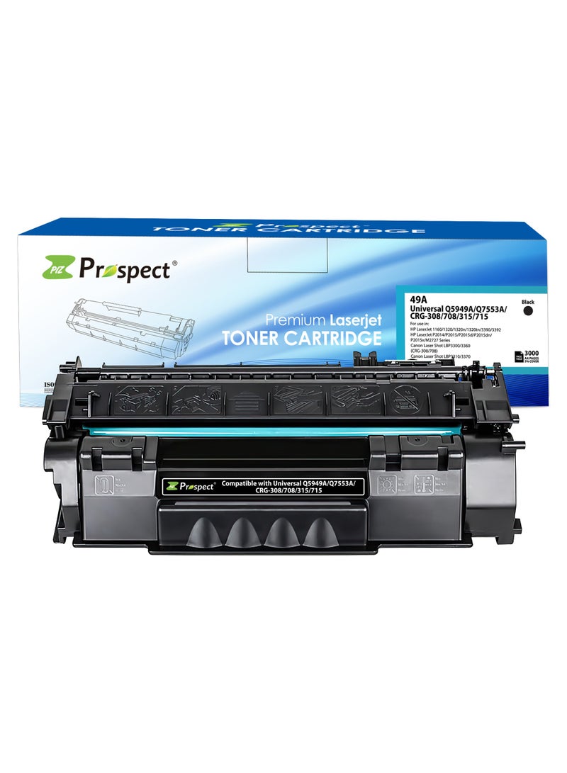 Prospect Toner 49A Q5949A 53A Q7553A Black Laser Toner Cartridge HP Q5949A Compatible with HP Laserjet Printers 1160 1320 1320n 1320tn 3390 3392 P2014 P2015 P2015d P2015dn P2015x M2727 Series - Image 1