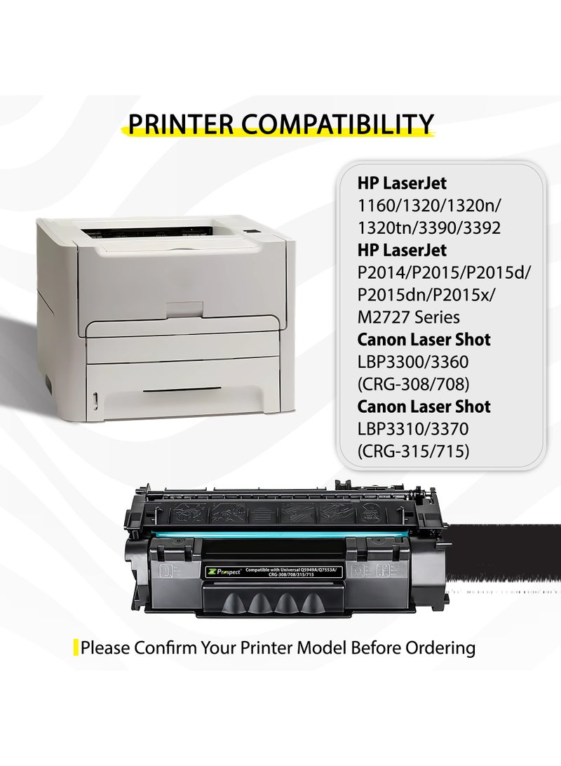 Prospect Toner 49A Q5949A 53A Q7553A Black Laser Toner Cartridge HP Q5949A Compatible with HP Laserjet Printers 1160 1320 1320n 1320tn 3390 3392 P2014 P2015 P2015d P2015dn P2015x M2727 Series - Image 3