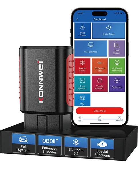 KONNWEI KDIAG Bluetooth OBD2 Scanner Diagnostic Tool for iPhone & Android Wireless Check Engine Light Car Code Reader Bluetooth 5.2 w/Full System Diagnosis, Oil Reset