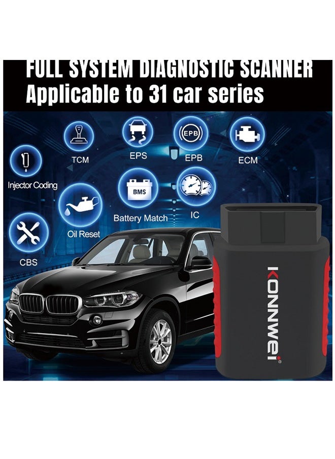 كونوي - أداة تشخيص الماسح الضوئي KONNWEI KDIAG Bluetooth Obd2 لأجهزة iPhone & Android اللاسلكية لفحص المحرك وقارئ رمز السيارة بلوتوث 5.2 مع تشخيص النظام الكامل، إعادة ضبط الزيت - Image 1