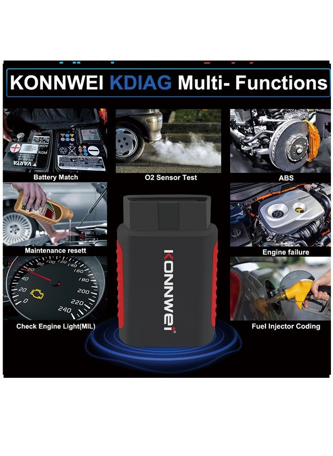 كونوي أداة تشخيص الماسح الضوئي KONNWEI KDIAG Bluetooth Obd2 لأجهزة iPhone & Android اللاسلكية لفحص المحرك وقارئ رمز السيارة بلوتوث 5.2 مع تشخيص النظام الكامل، إعادة ضبط الزيت  - Image 5