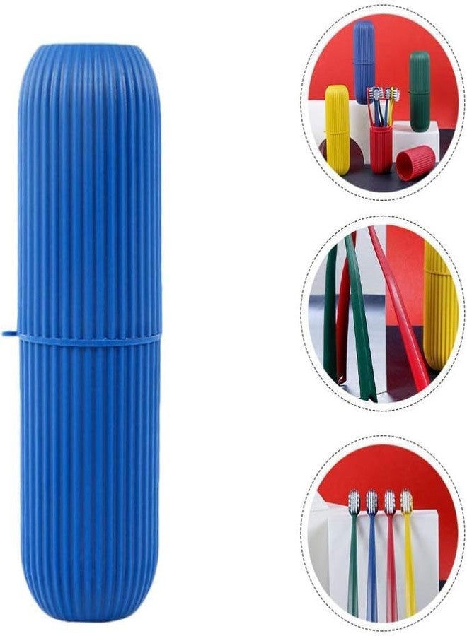 Lemoza Capsule Shape Ribbed Toothbrush Holder - Travel Case Portable Toothbrush Storage Box with Textured Grip Hygienic Toothbrush Organizer Lightweight Plastic Bathroom Travel Accessory - Image 3