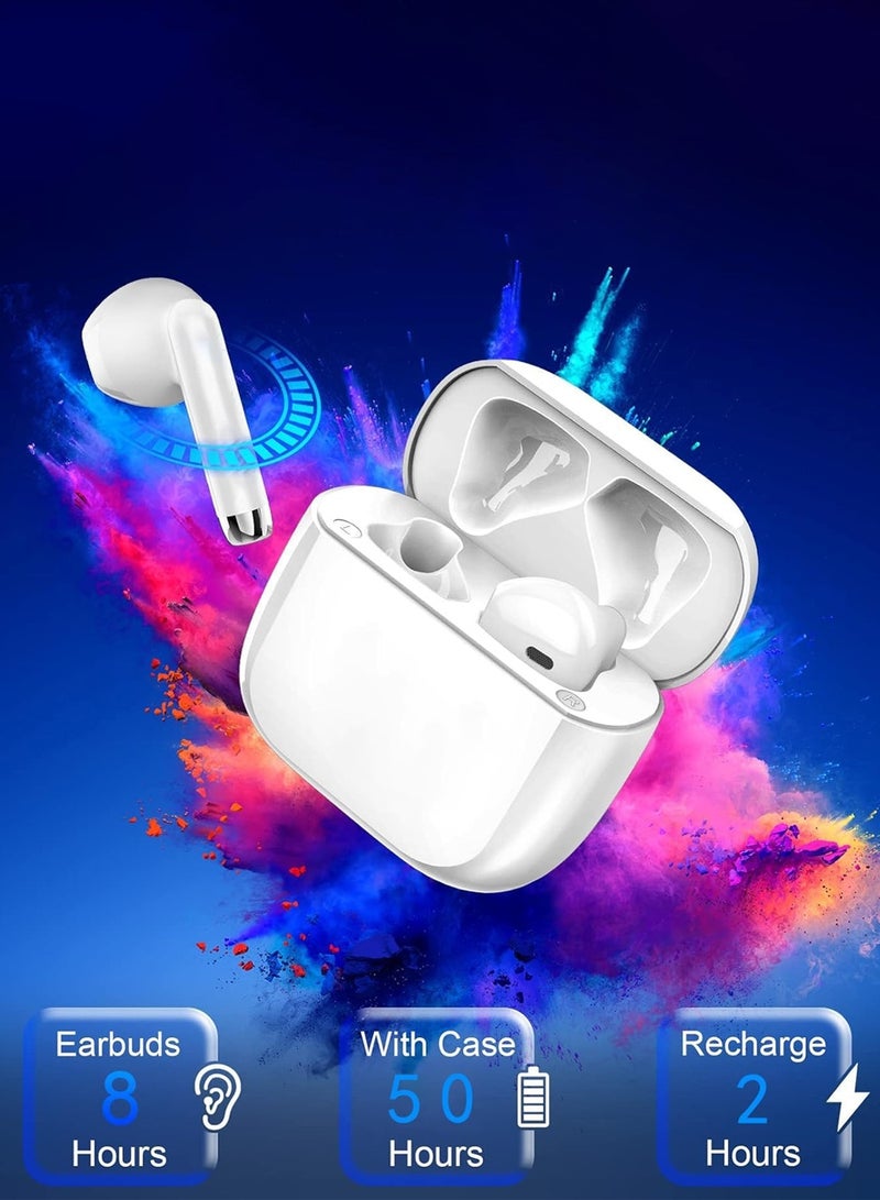 CHAPPELINE BL11 Wireless Earbuds White Bluetooth 5.4 with Microphone for Working Out Noise Canceling Bluetooth Ear Buds Wireless Earphones with Charging Case in Ear Headphone for iPhone Android - White - Image 4