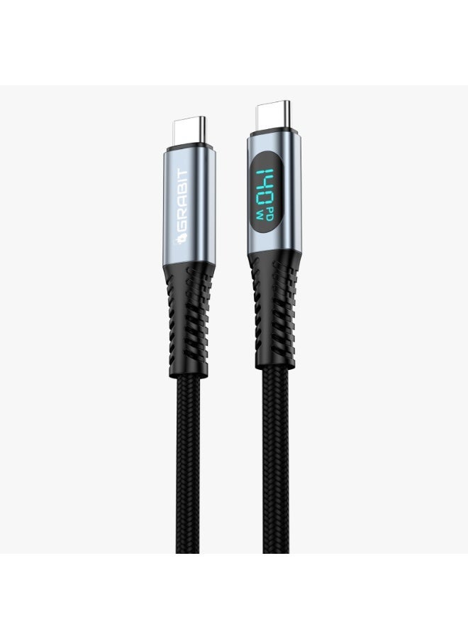 GRABIT HIGH SPEED DATA STREAMING CABLE with LED Display, 140W PD,00 20GBPS. 4K/60Hz.  1.2M, TYPE- C-C - Image 2