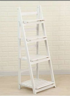 Elegant Plant Stand 4 Tier Foldable Wooden Stand Sturdy & Durable Ladder Shelf Display Stand Multipurpose Shelves Stand for Bookshelf Space Saving