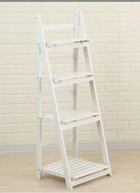 Elegant Plant Stand 4 Tier Foldable Wooden Stand Sturdy & Durable Ladder Shelf Display Stand Multipurpose Shelves Stand for Bookshelf Space Saving