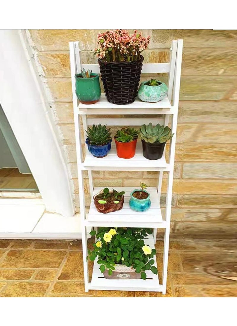 LINGWEI - Elegant Plant Stand 4 Tier Foldable Wooden Stand Sturdy & Durable Ladder Shelf Display Stand Multipurpose Shelves Stand for Bookshelf Space Saving - Image 1