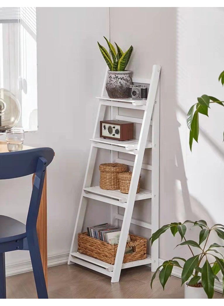 LINGWEI - Elegant Plant Stand 4 Tier Foldable Wooden Stand Sturdy & Durable Ladder Shelf Display Stand Multipurpose Shelves Stand for Bookshelf Space Saving - Image 1