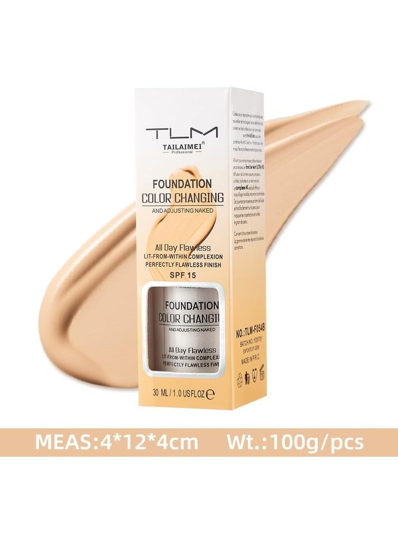 TLM (عبوة من 2) كريم أساس يتغير لونه بلا عيوب، SPF15، 2x30 مل - Image 3