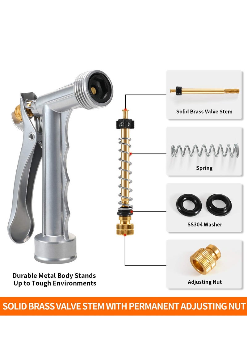 Garden Hose Nozzle Full Size Pistol Nozzle with Threaded Front Durable High Pressure Garden Hose Nozzle Rear Control Sprayer for Watering Plants Cleaning Car Washing Pets Showering 2 Pack - Image 5