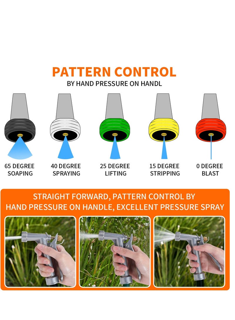 Garden Hose Nozzle Full Size Pistol Nozzle with Threaded Front Durable High Pressure Garden Hose Nozzle Rear Control Sprayer for Watering Plants Cleaning Car Washing Pets Showering 2 Pack - Image 4