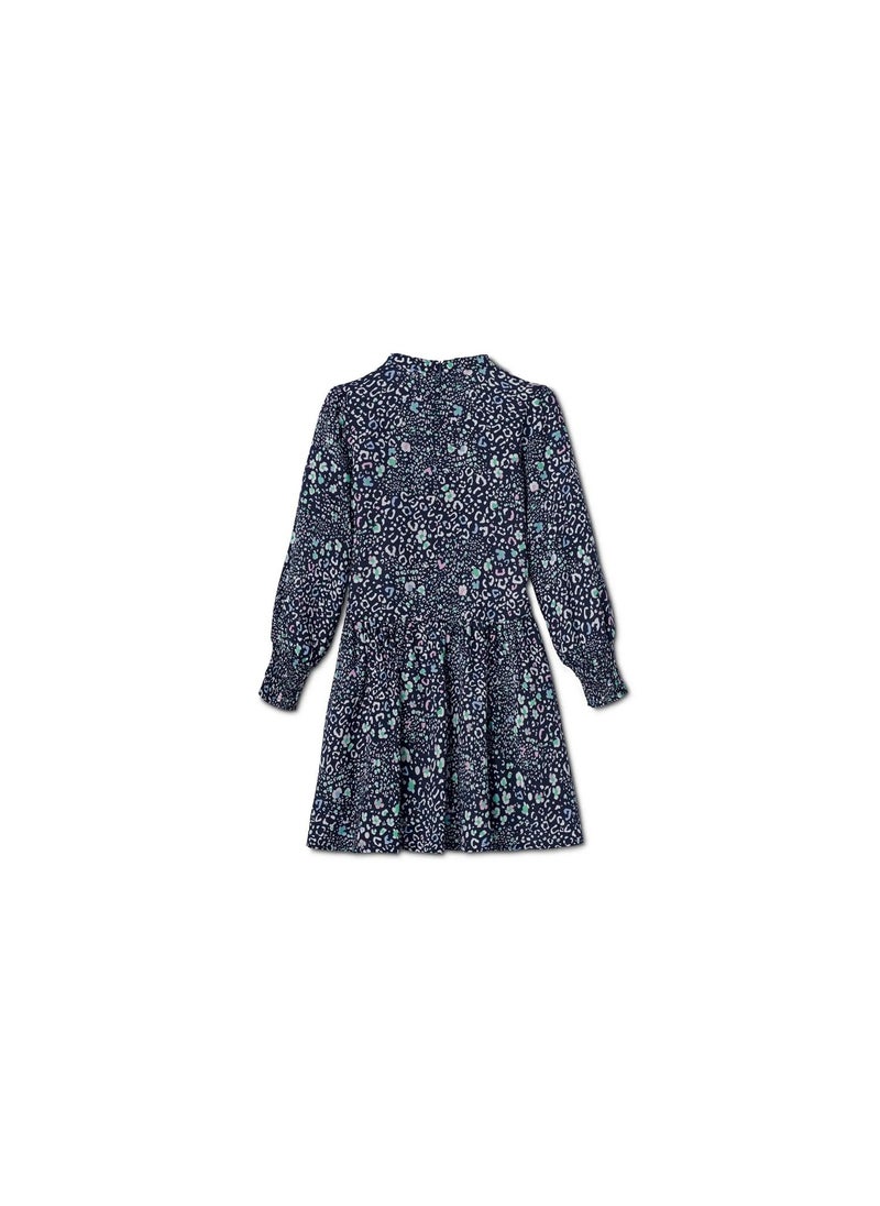 Tchibo Toddlers Baby Girls Woven Dress, Navy Blue Combo  - Image 2