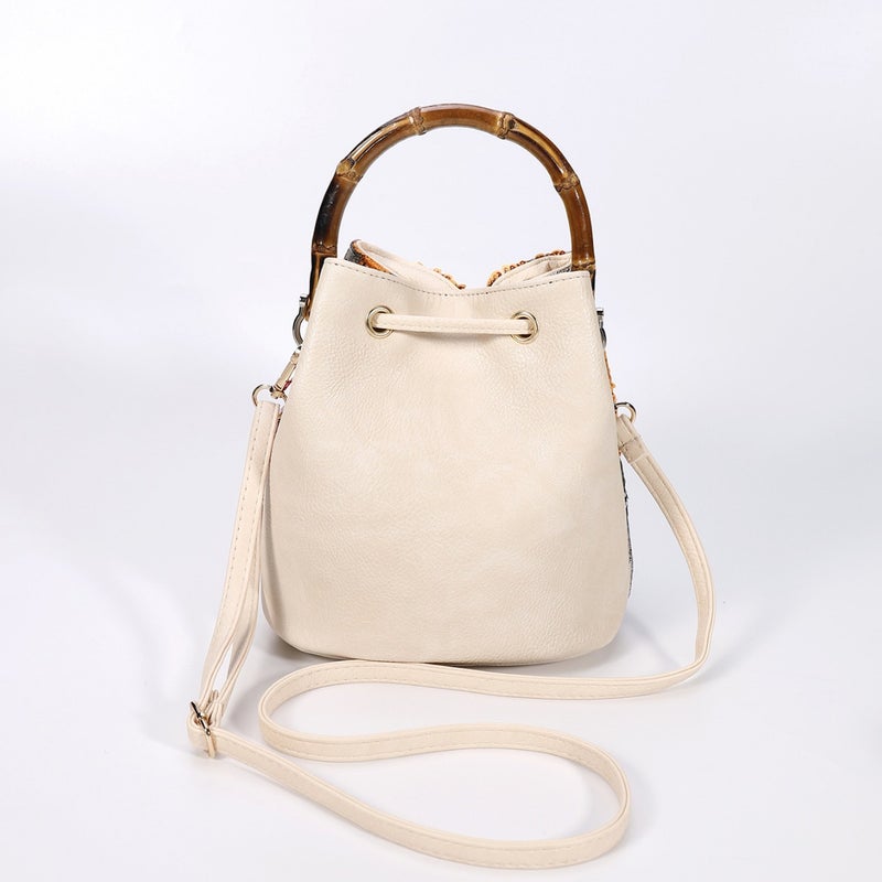 High-End Sequined Bamboo Bucket Bag, New Niche Women'S Bag, Summer Popular Embroidered Straw Woven Crossbody Bag - Image 5