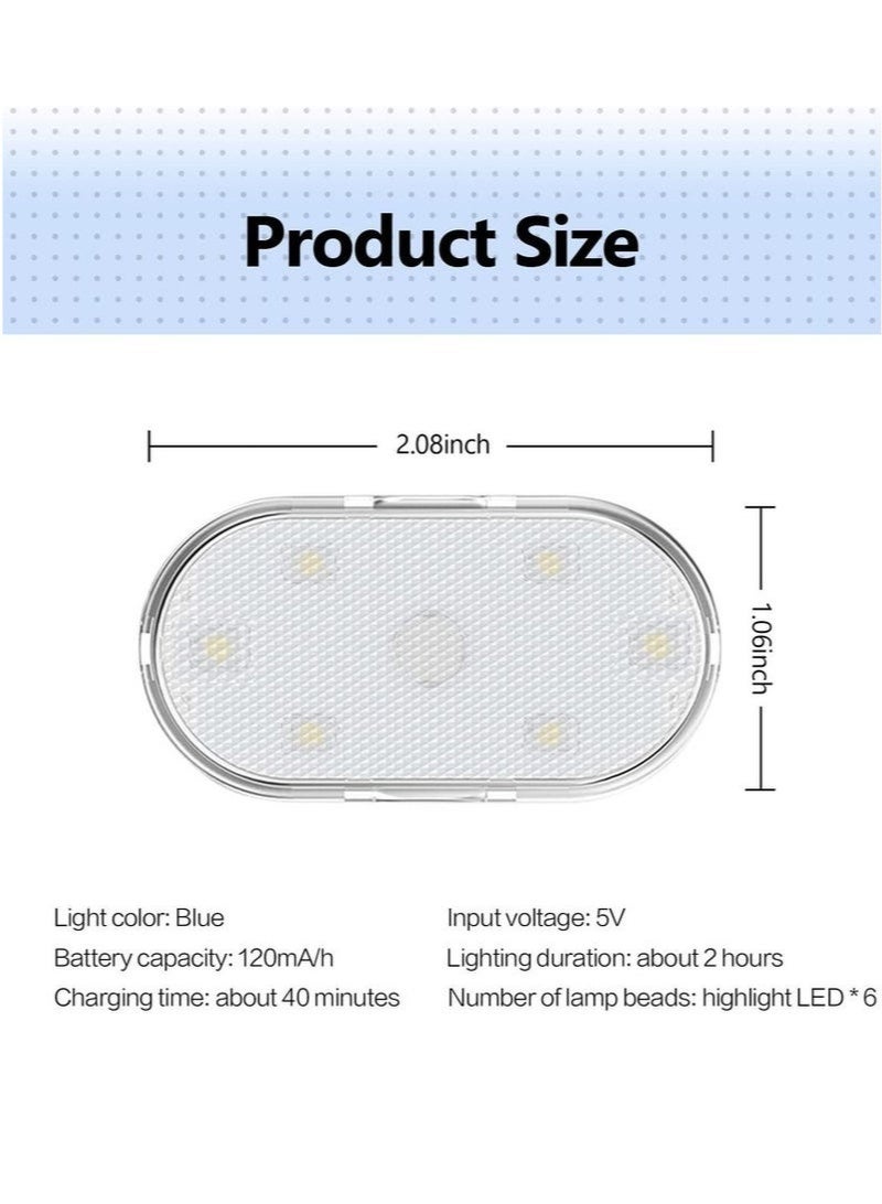 كيلا مصابيح LED للسيارة، مصابيح LED داخلية صغيرة محمولة تعمل باللمس مع 6 مصابيح LED ساطعة، مصباح طوارئ للسيارة قابل لإعادة الشحن عبر منفذ USB (ضوء بنفسجي وأزرق) - Image 2