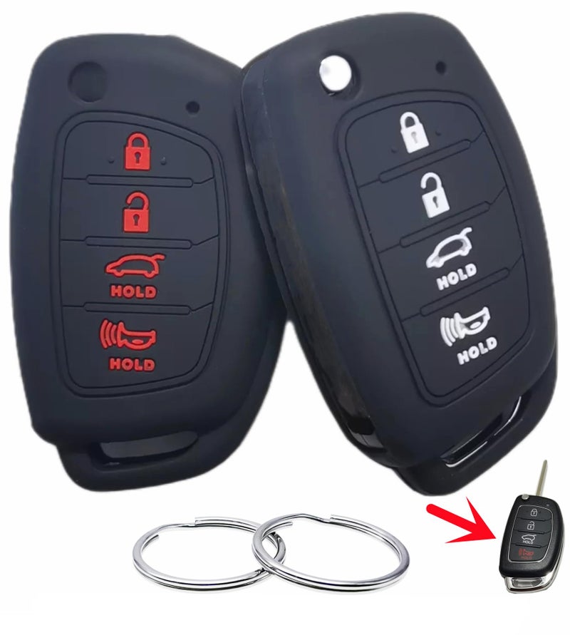 غطاء مفتاح سيليكون مطاطي REPROTECTING متوافق مع 2013-2019 هيونداي سانتا في سبورت سوناتا توكسون OSLOKA875T مناسب للأزرار القابلة للإخراج والطي وليس للمفاتيح الذكية