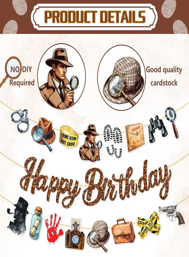 BHNACIER Detective Party Banners Detective Happy Birthday Party Banners Detectives - Image 3