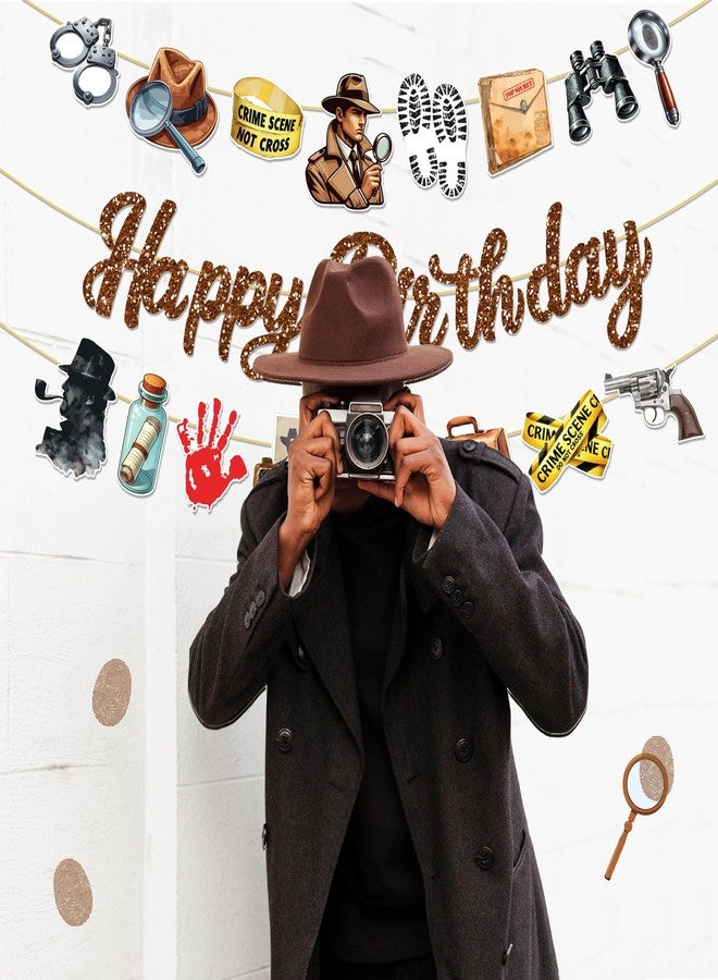 BHNACIER Detective Party Banners Detective Happy Birthday Party Banners Detectives - Image 4