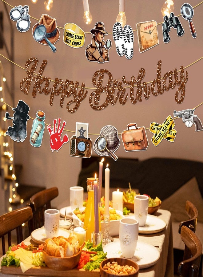 BHNACIER Detective Party Banners Detective Happy Birthday Party Banners Detectives - Image 5