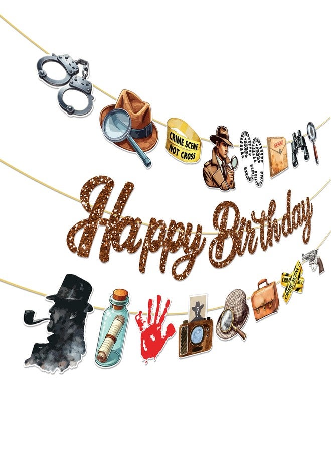 BHNACIER Detective Party Banners Detective Happy Birthday Party Banners Detectives - Image 1