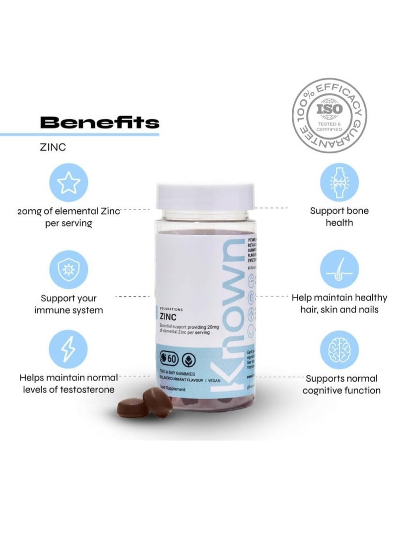 Known Nutrition Zinc Vegan Gummy Supplement x 60 - Image 2