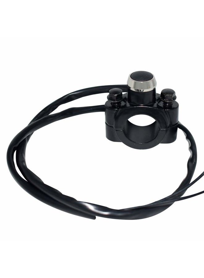 Feiteplus Aluminum 22mm Motorcycle Handlebar Control Horn Start Switch Button Momentary Action with Two Bullet Connectors Black Button - Image 3