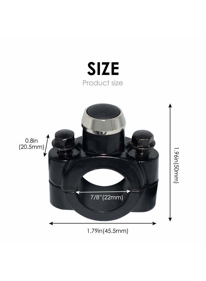 Feiteplus Aluminum 22mm Motorcycle Handlebar Control Horn Start Switch Button Momentary Action with Two Bullet Connectors Black Button - Image 4